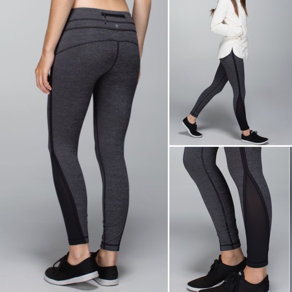 lululemon athletica Pants - Lululemon Pace Tight Stripe Black Heathered Black